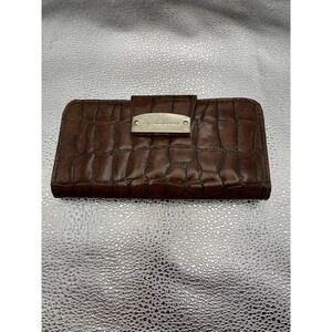 Liz Claiborne Brown Crocodile Plaid Women's Wallet with Credit Card Holder